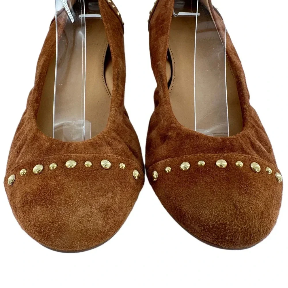 J crew womens ballet flats size 6.5 brown Italian suede  hidden wedges